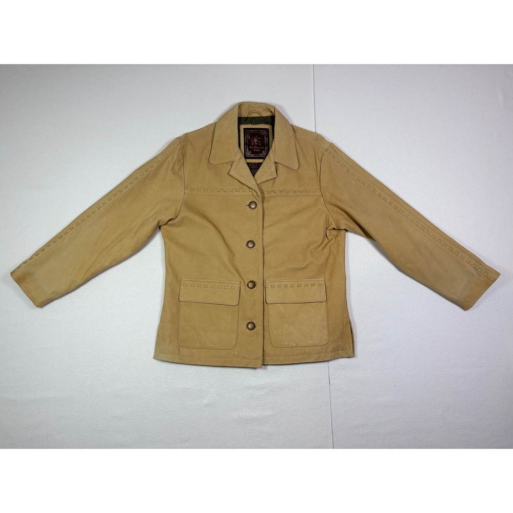 The Territory Ahead Womens Tan Genuine Leather Safari Field Jacket Size M Trim